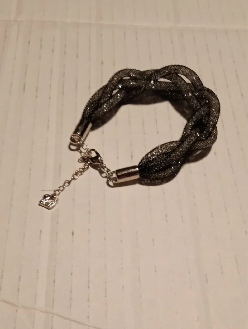 Swarovski Bracelet Crystal Stardust BangleCoil Wrap Chrome Gray Retired